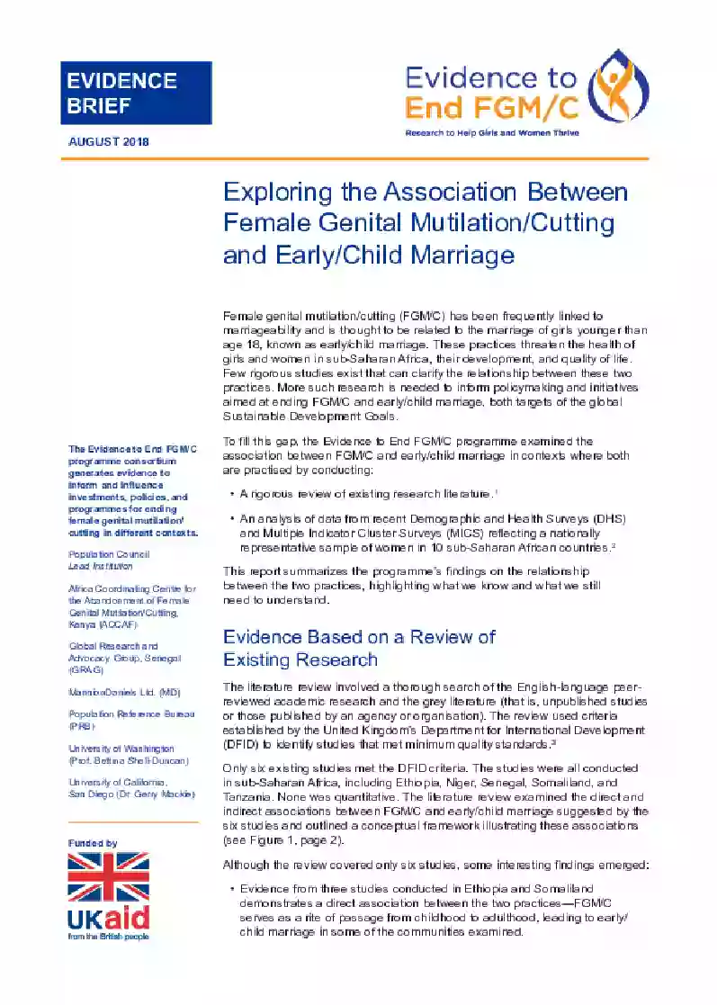 Evidence Brief: Exploring the Association Between FGM/C and Early/Child Marriage